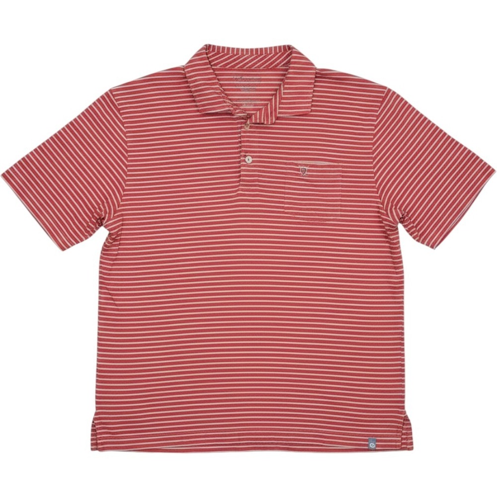 Peter Millar Mens XL Red White Striped Pima Cotton Short Sleeve Polo Shirt Posh